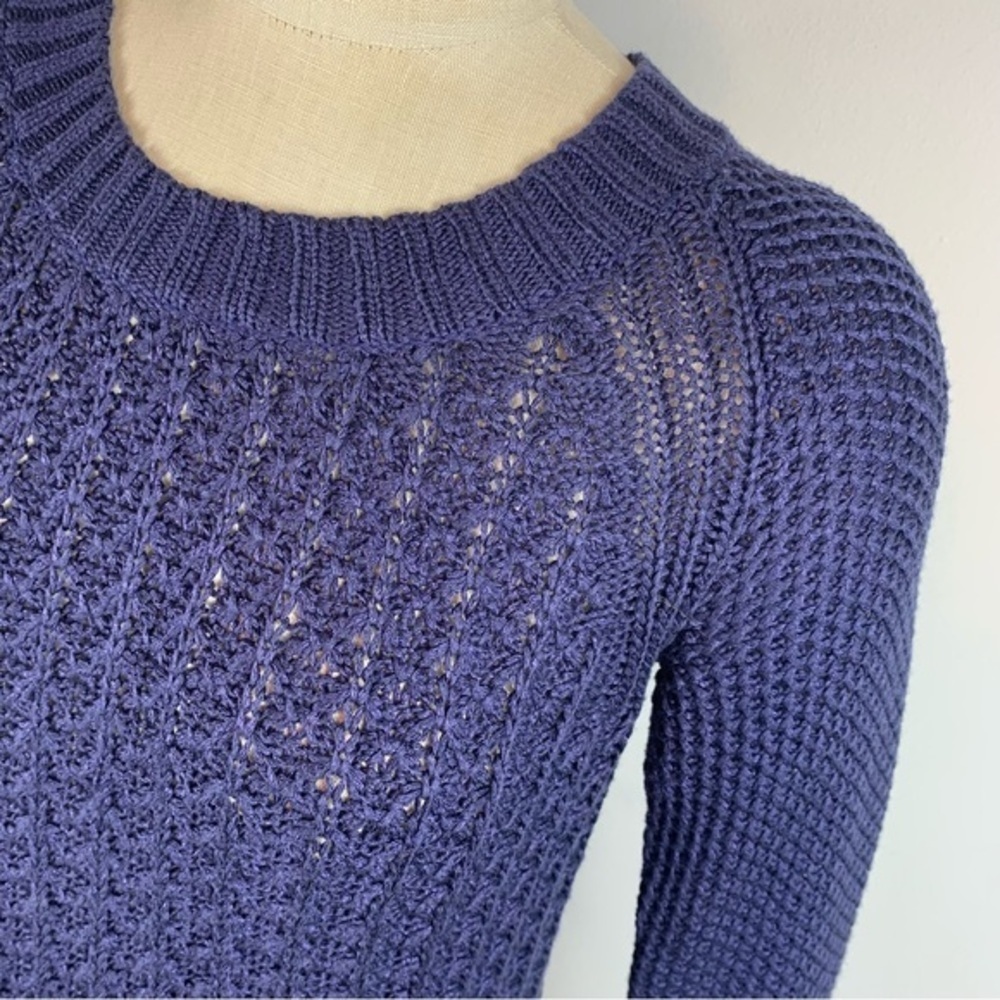 Calvin Klein Jeans Bluish Purple Knit Pullover Sweater Crewneck Loose Knit Small - Picture 3 of 10